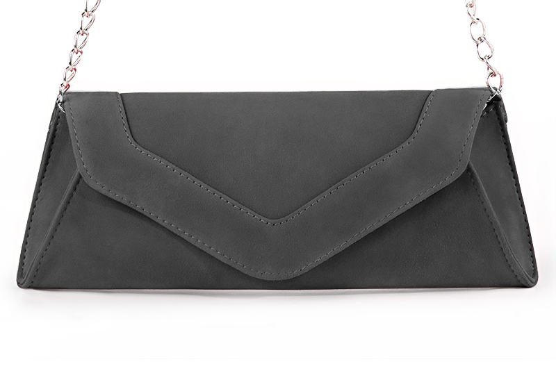 Dark grey women's dress clutch, for weddings, ceremonies, cocktails and parties. Profile view - Florence KOOIJMAN